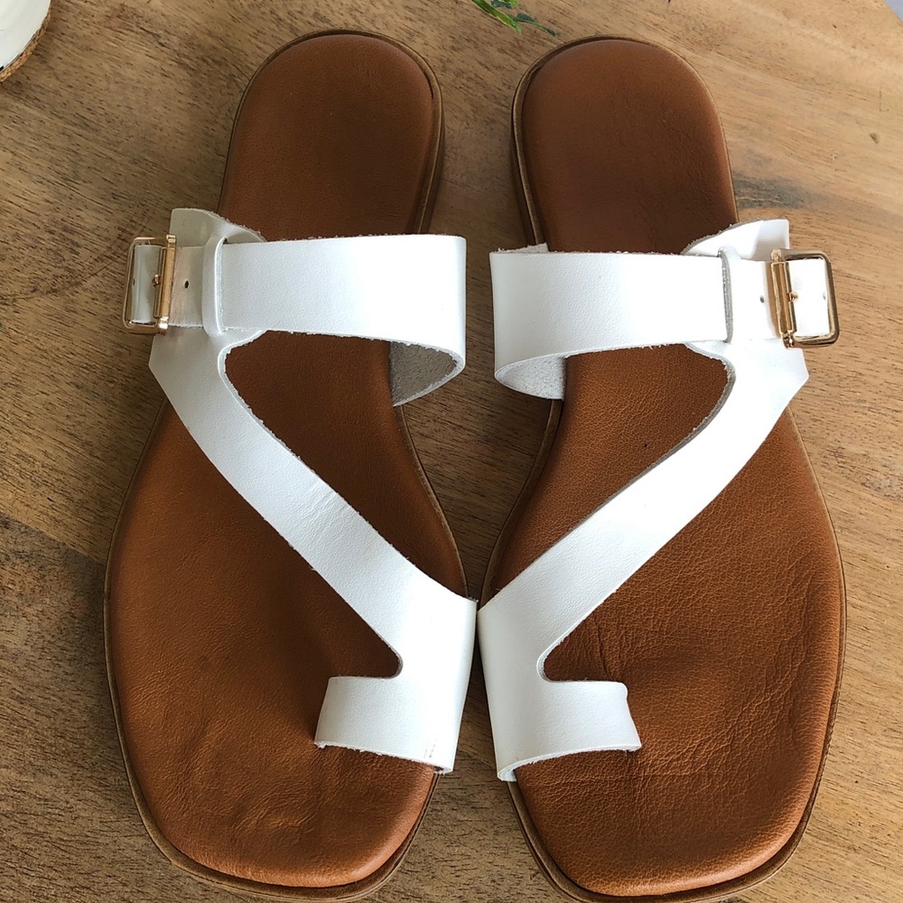 Rag & Co’s Kapua White Leather Slide Sandals made in Italy, 6 1/2.